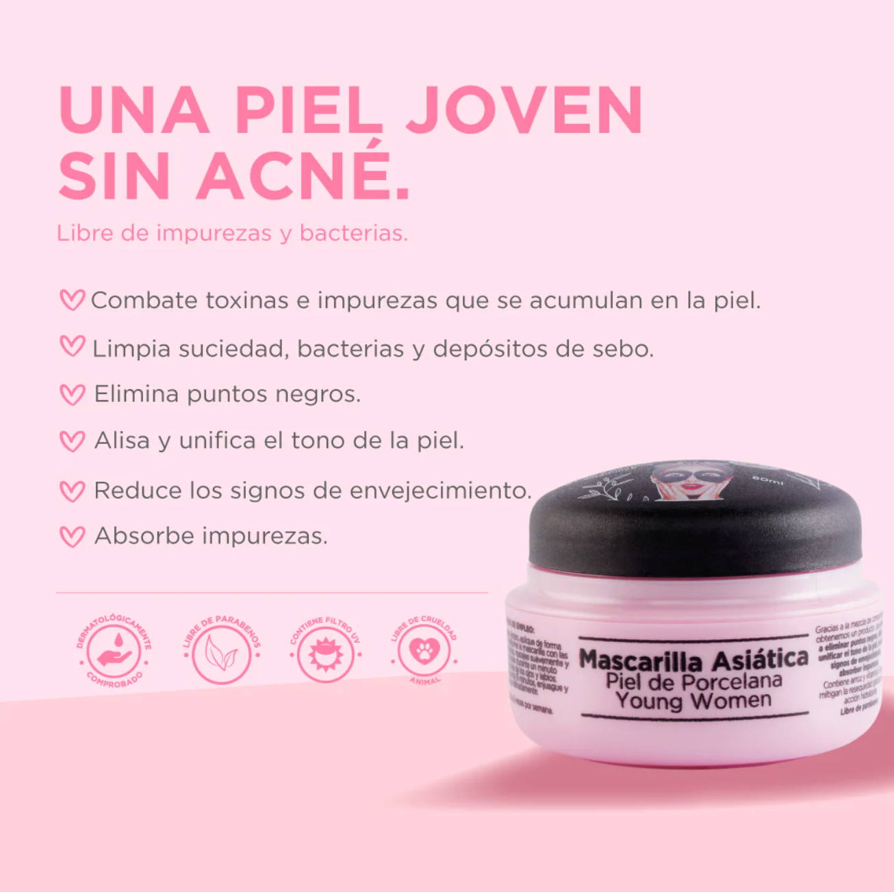 Mascarilla asiática piel de porcelana (pieles jóvenes) + Aplicador para mascarilla